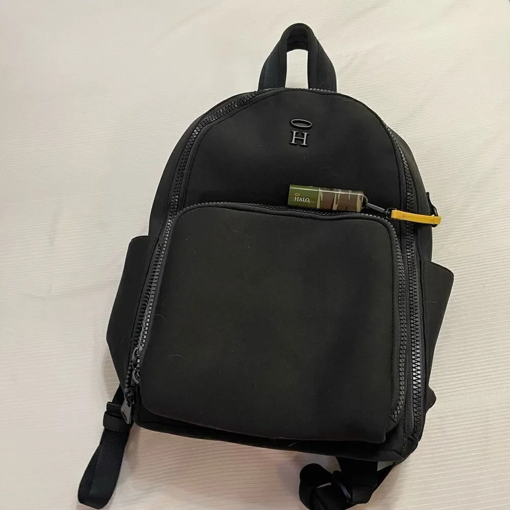 HALO RFID Backpack with Two Phone Chargers and Flashlight Gray Dethatched Detail